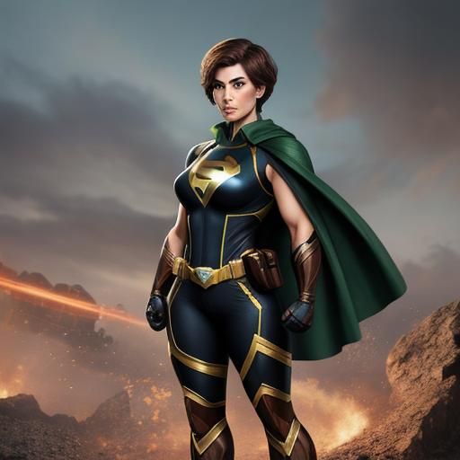 Powerful Woman Superhero with Pixie Cut