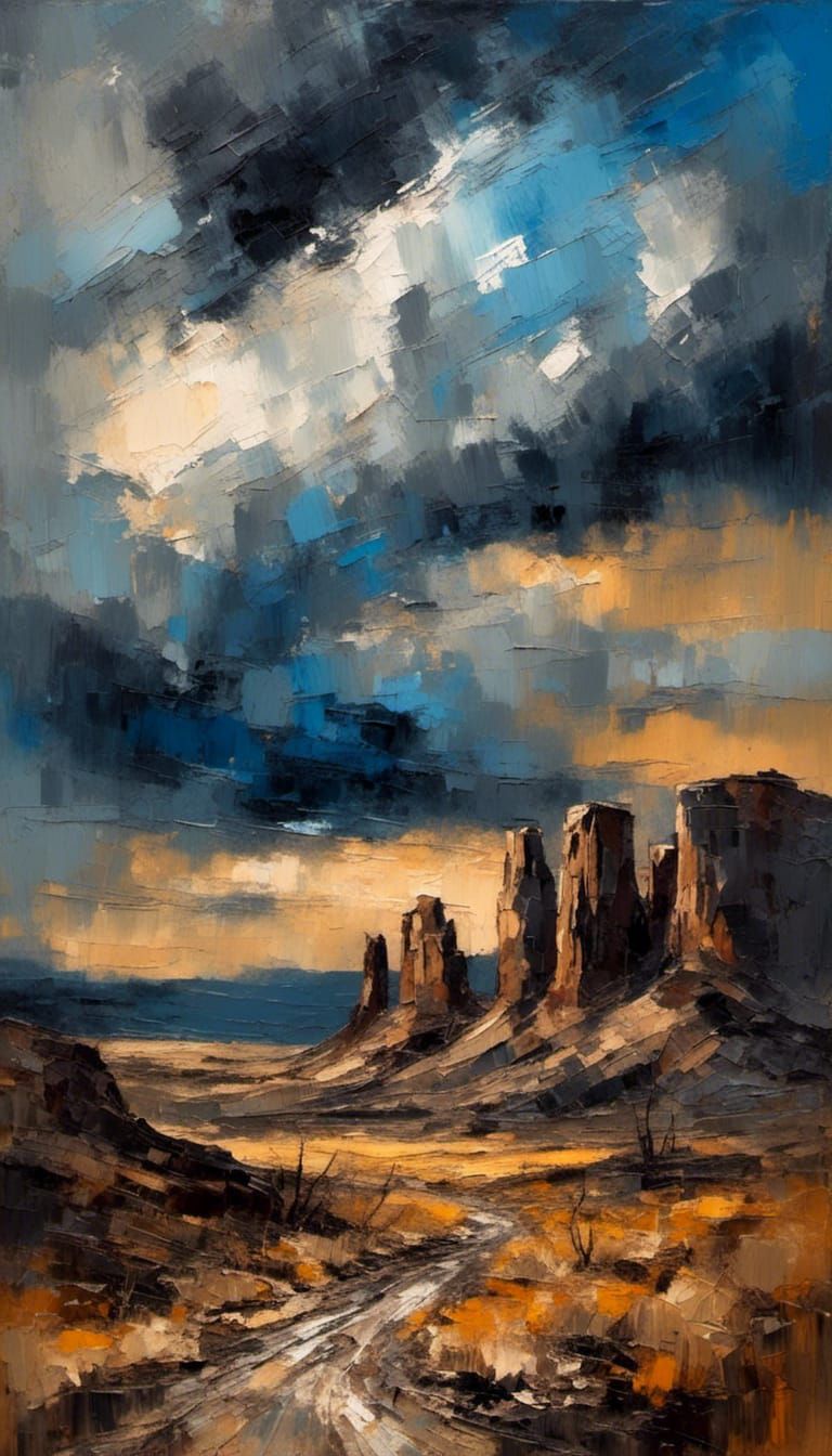 Western Buttes in Impasto Oil Painting