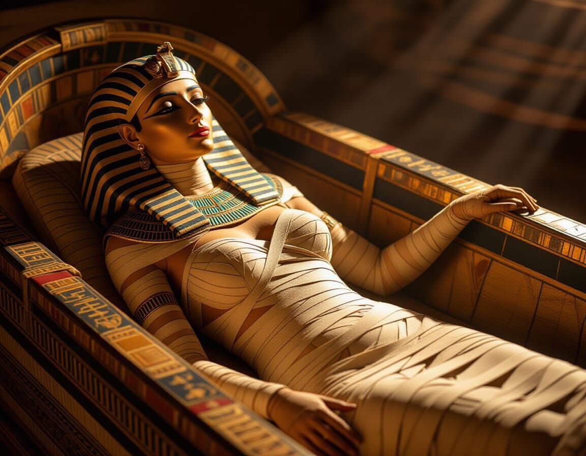 Egyptian Mummy in Sarcophagus with Bandage Bikini