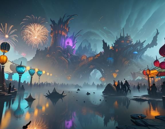 Mystical Night Market: Detailed Fantasy Concept Art