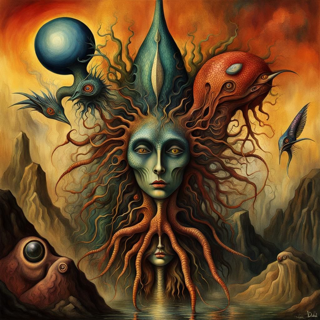 Surreal Dreamscape in Organicpunk Style