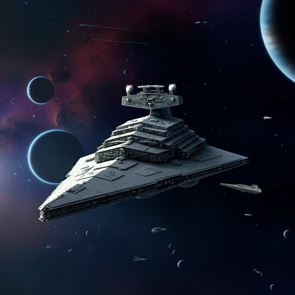 Imperial Star Destroyer in Sci-Fi Space Scene