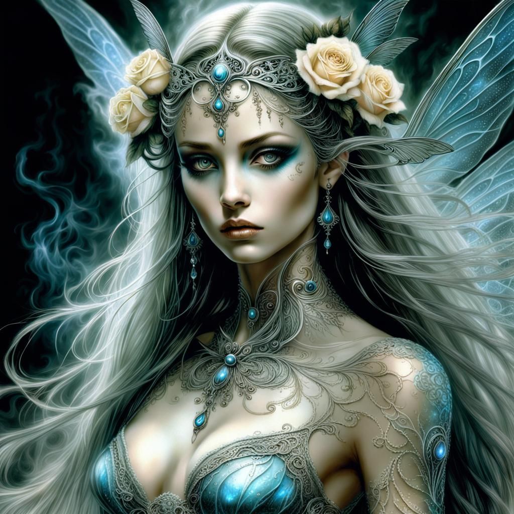 Fae Woman with Iridescent Wings, Impressionist Style