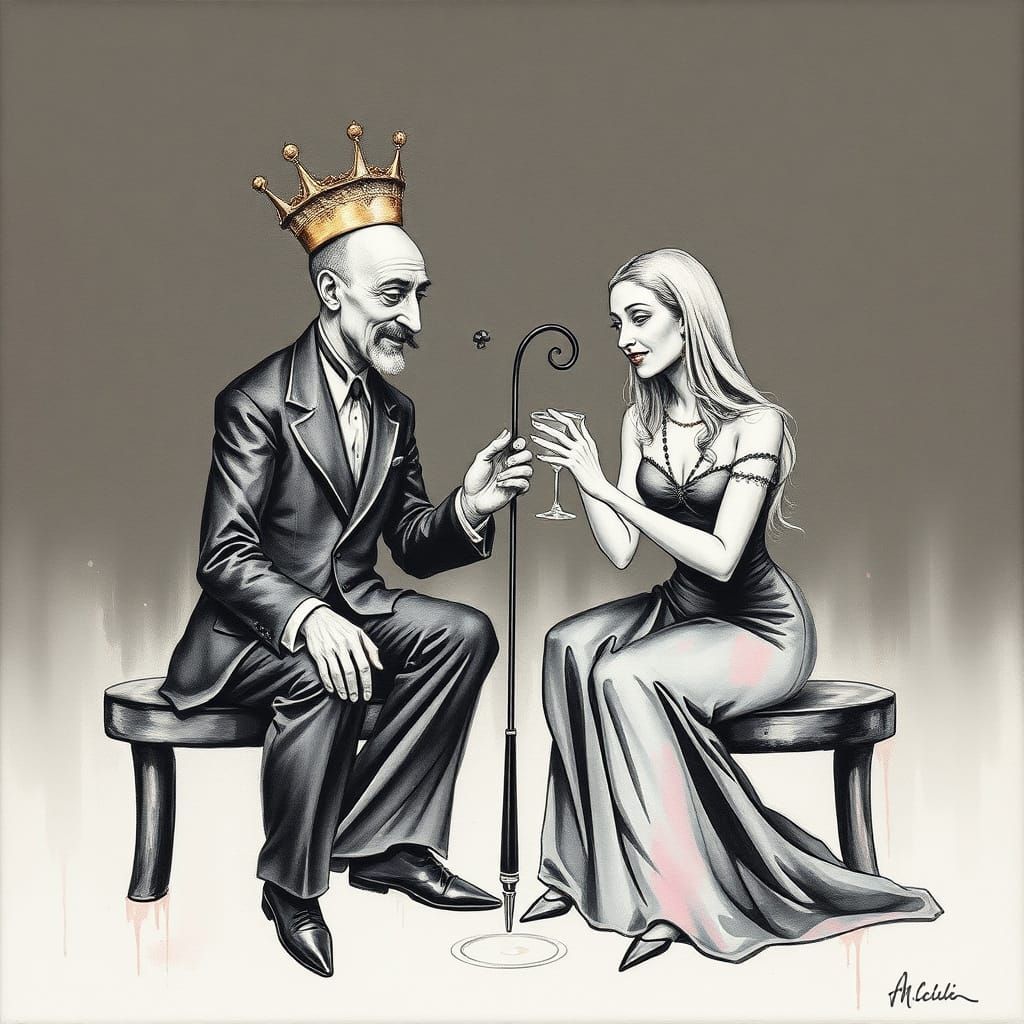 Surreal Lovers in Pastel Watercolor Tarot Card