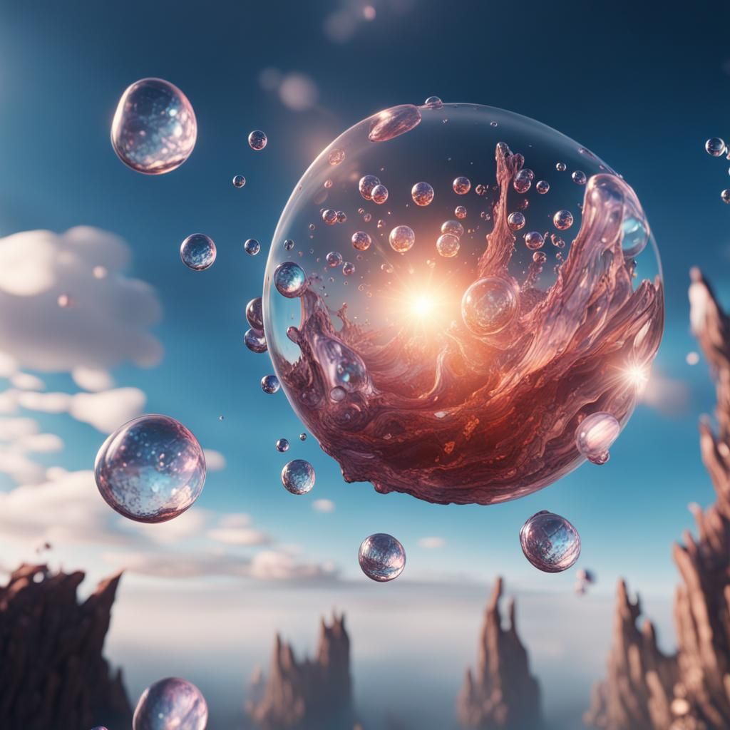 Crystal Bubbles Fly in Fantastical Sky