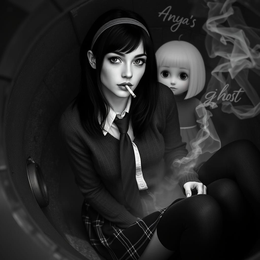 Ethereal Russian Woman with Ghostly Companion in Whimsical W...