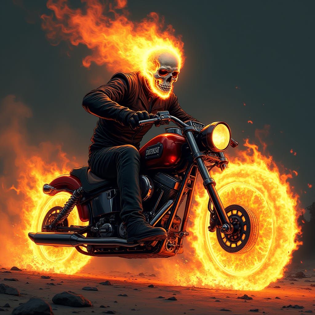 Ghost Rider in Comic Book Art Style