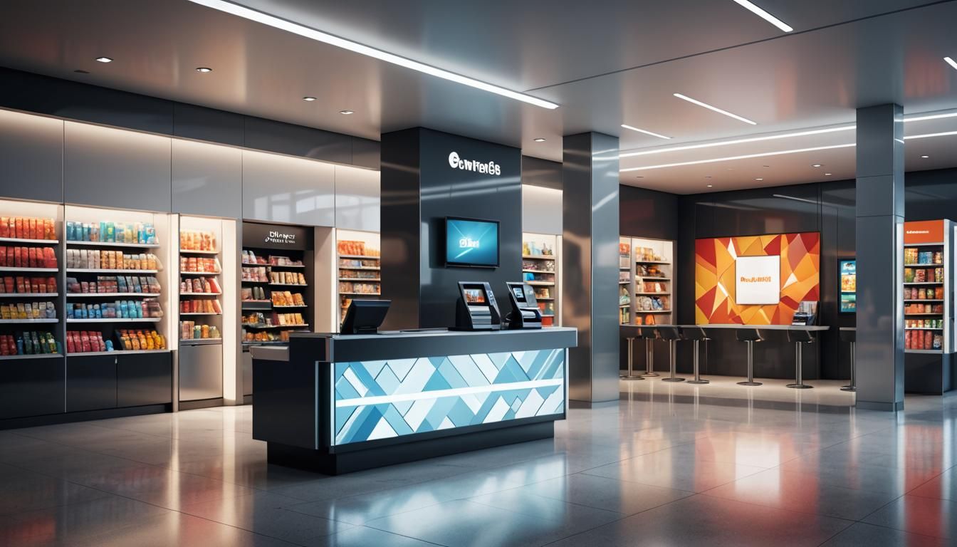 Sleek Retail Checkout in Minimalist Setting: Concept Art