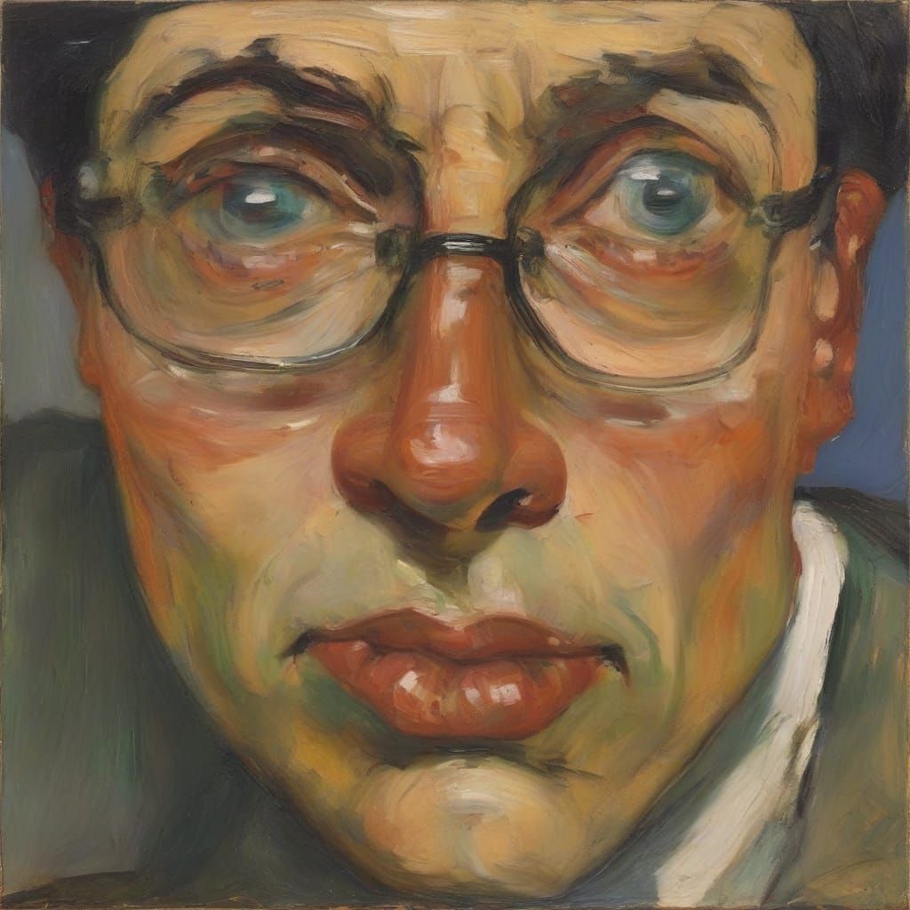 Surreal Faces on Glasses in Expressive Art Style