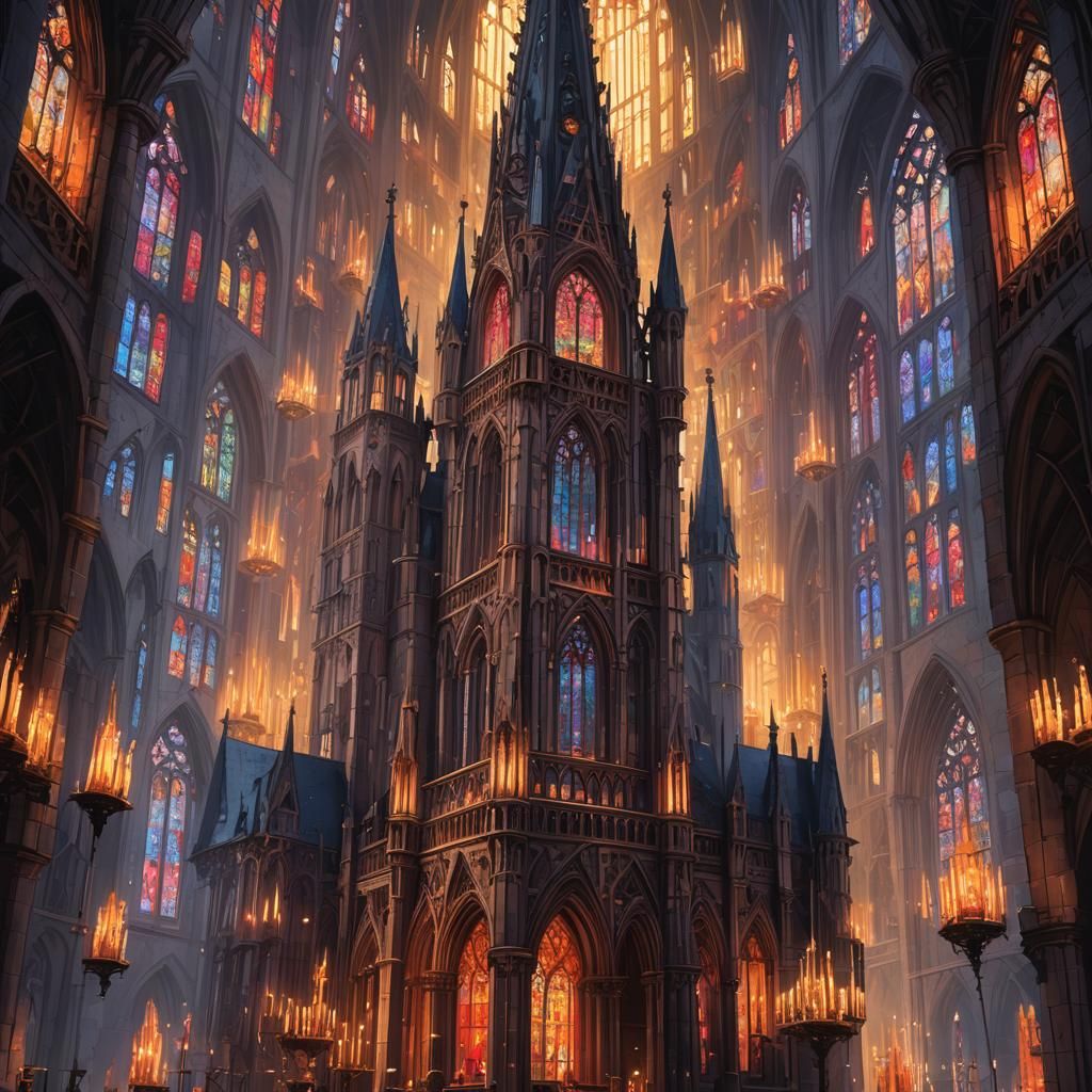 Candlelit Medieval Spire in 3D Anime Style