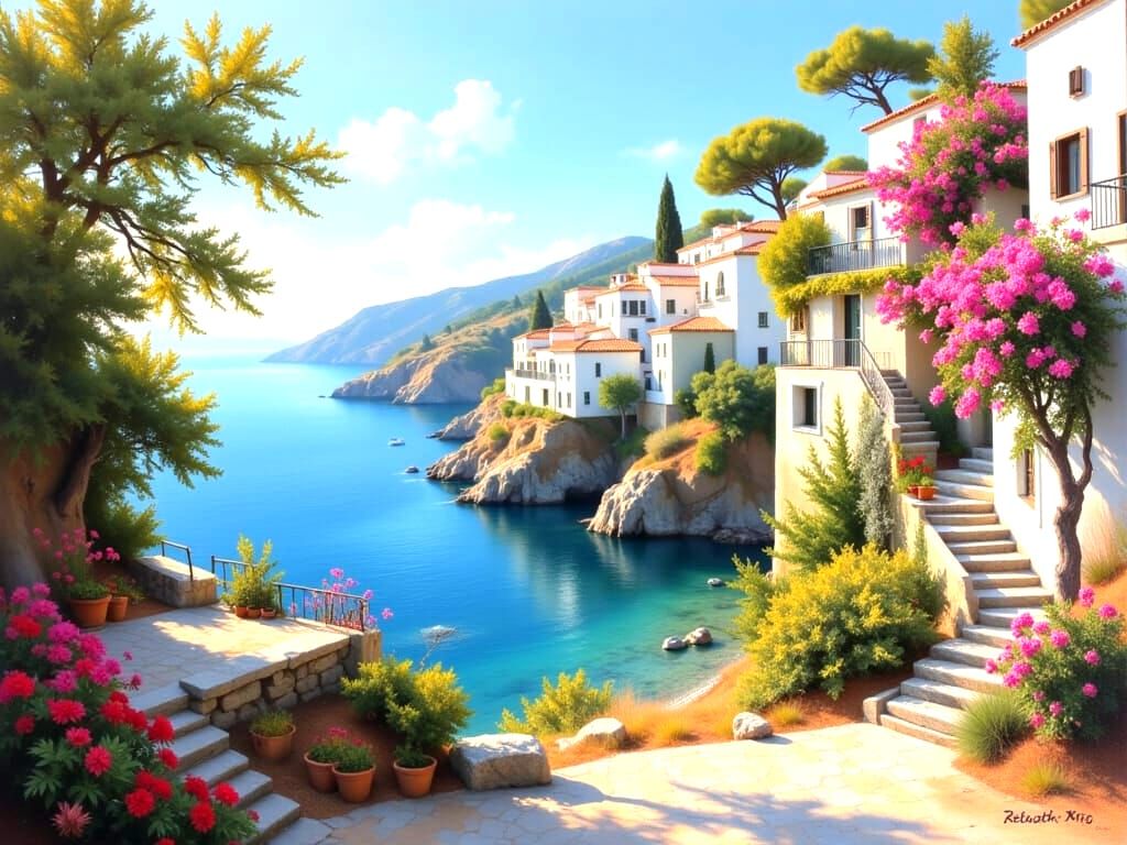 Vibrant Mediterranean Coastline Landscape