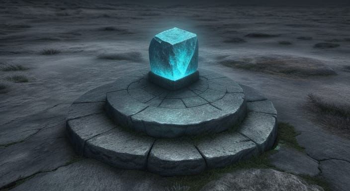 Ethereal Glowing Runes on Mysterious Stone