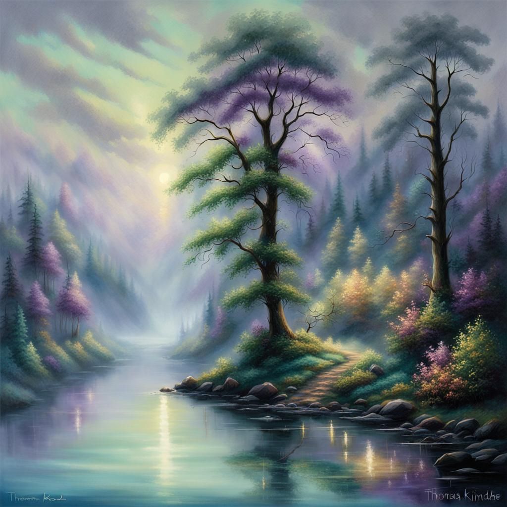 Ethereal Light Breaks Through Forest Fog