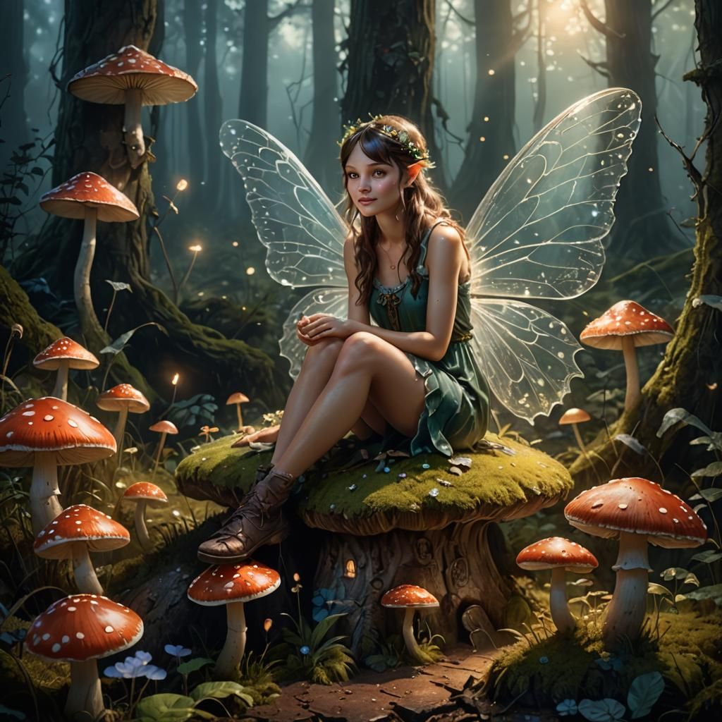Mischievous Fairy in Misty Forest Concept Art