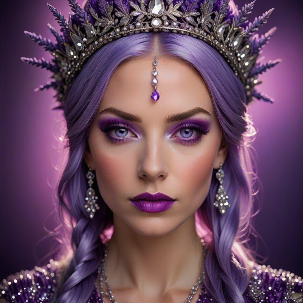 Vibrant Purple Portrait in Studio Lighting