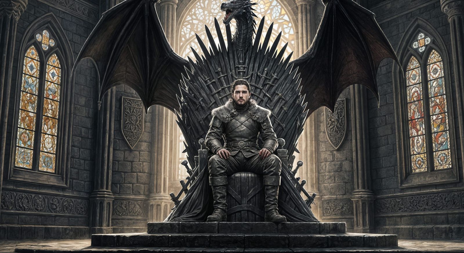 Jon Snow, King of Westeros, Acrylic Painting