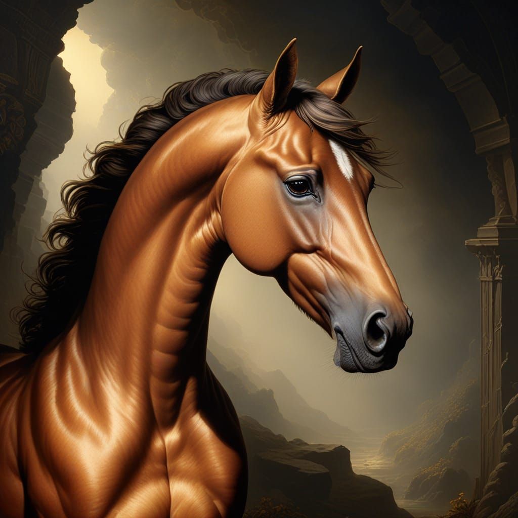 Noble Horse Portrait Inspired by Gustave Doré