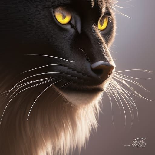 Beautiful Werecat Portrait in Studio Ghibli Style