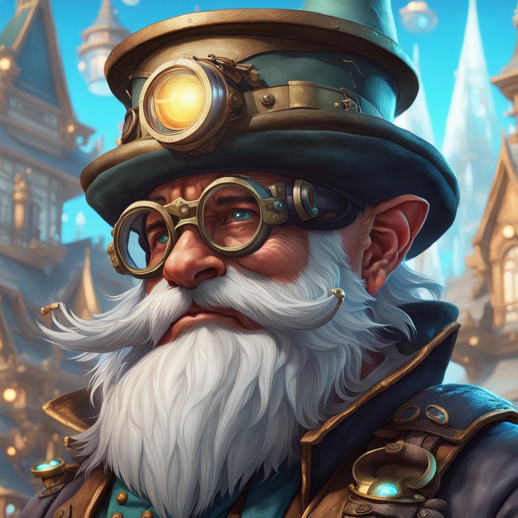 Gnome Artificer Portrait in Hyperdetailed Digital Art