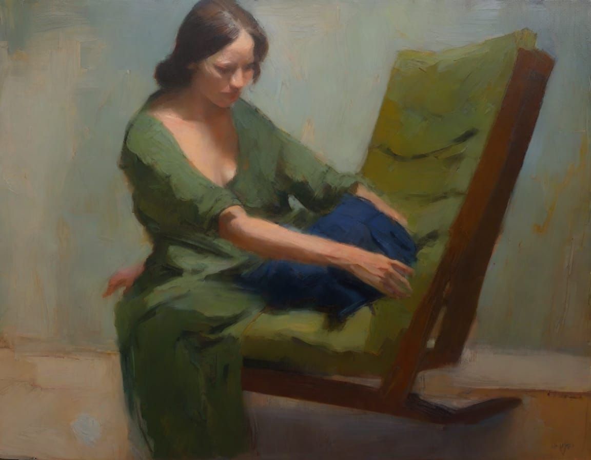 Expressive Figure in Oil Painting with Palette Knife Texture...