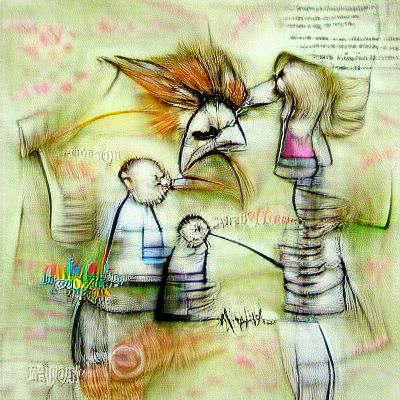 Distressed Child's Drawing of Family Breakup