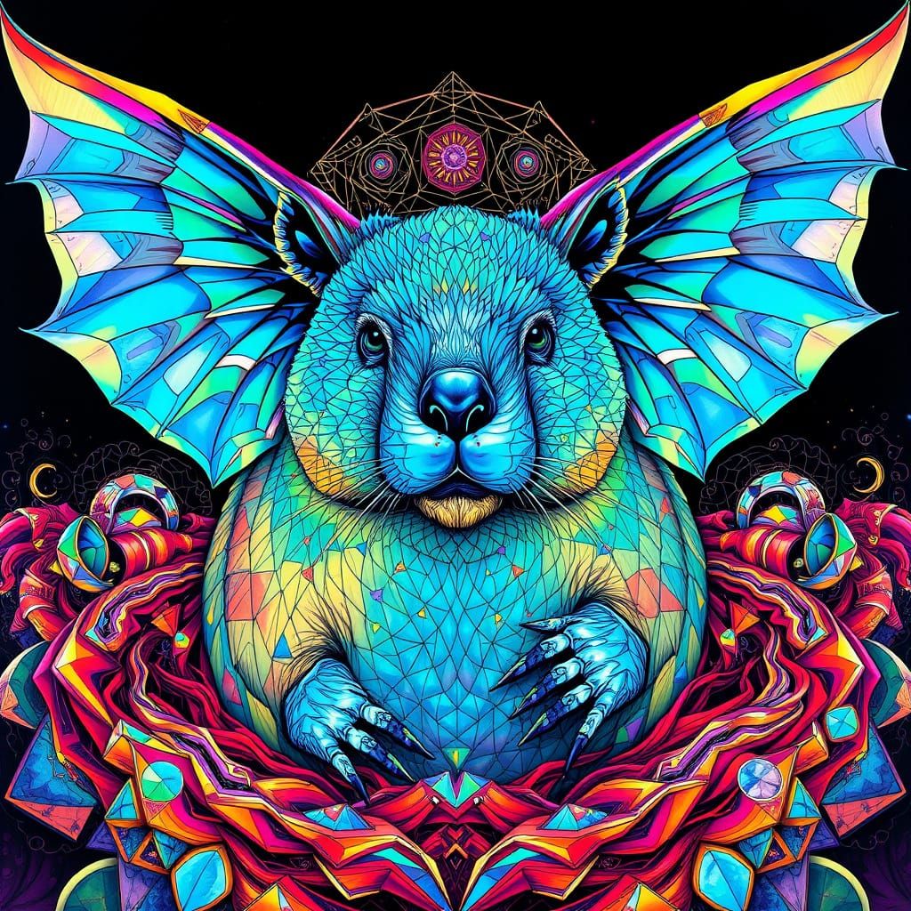 Ethereal Mississippi Alien Beaver in Geometric Abstraction