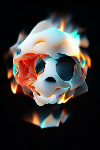 Fiery Skull in High Resolution 3D Rendering