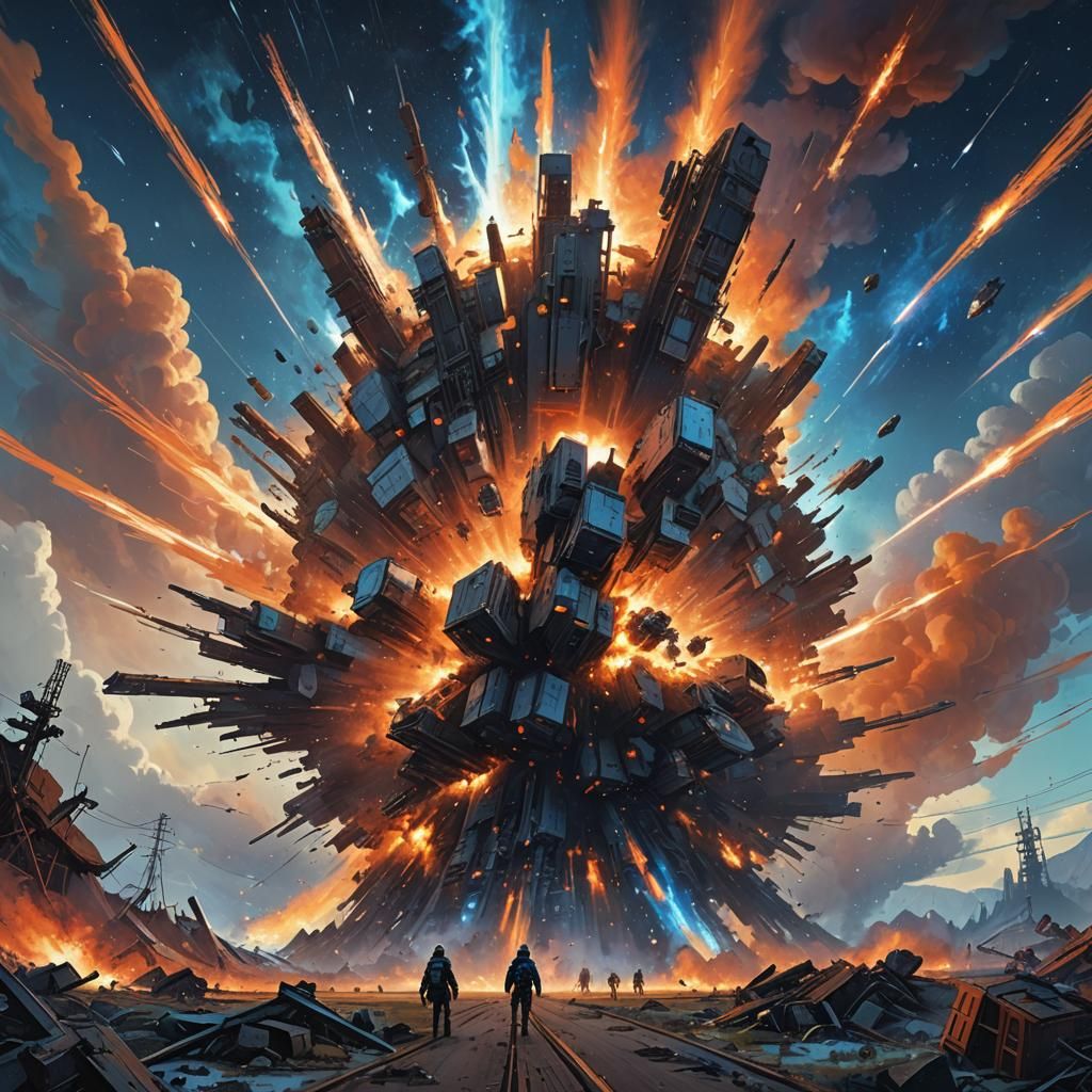 Spectacular Galaxy Explosion in Digital Painting Style
