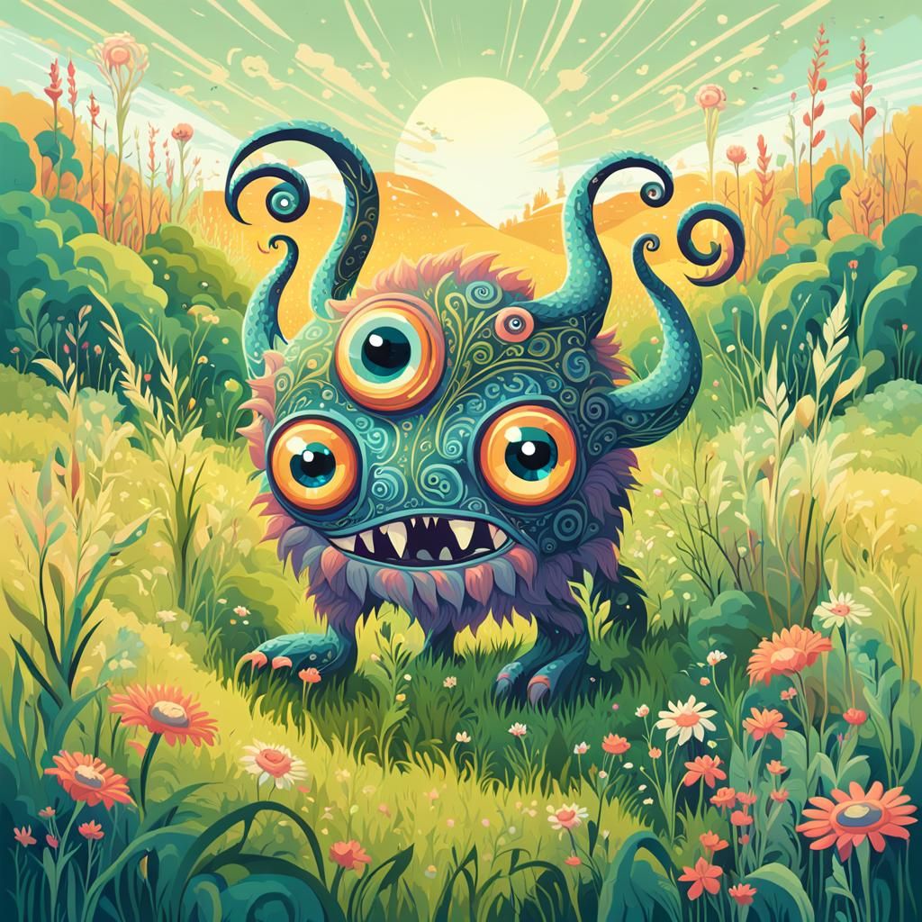 Fantastical Forest Creature in Whimsical Belle Epoque Style