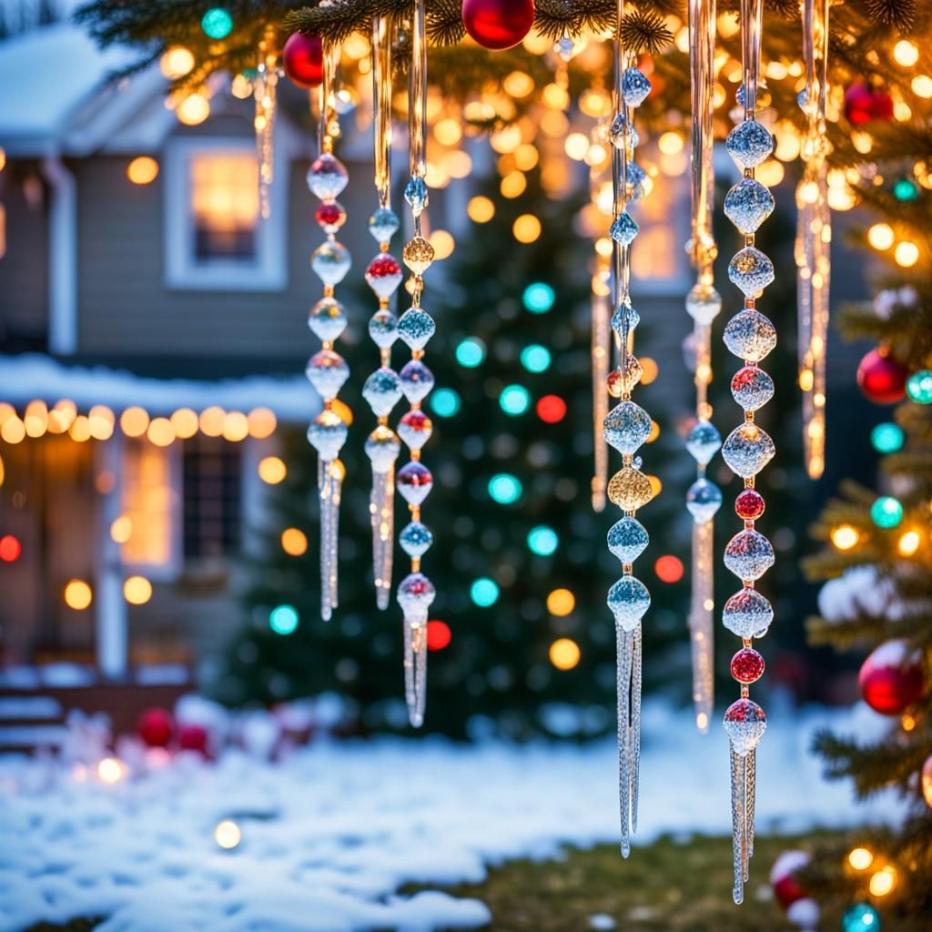 Christmas Decorations in Golden Hour: Hyperrealistic Photogr...