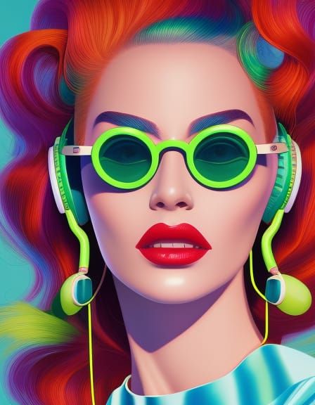 Retrofuturistic Girl Portrait with Funky Eyewear
