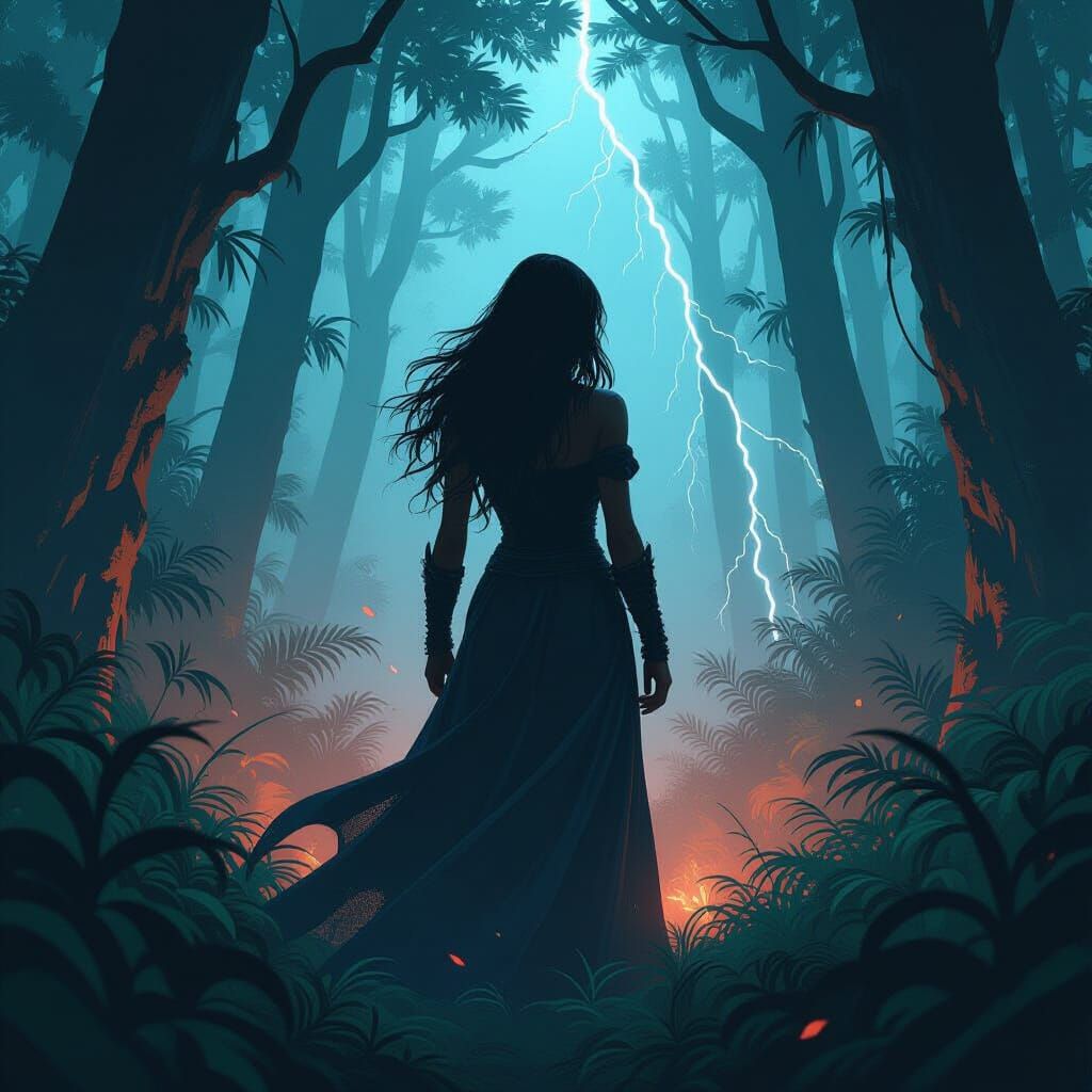 Jungle Storm: Dark Fantasy Meets Futuristic Lighting