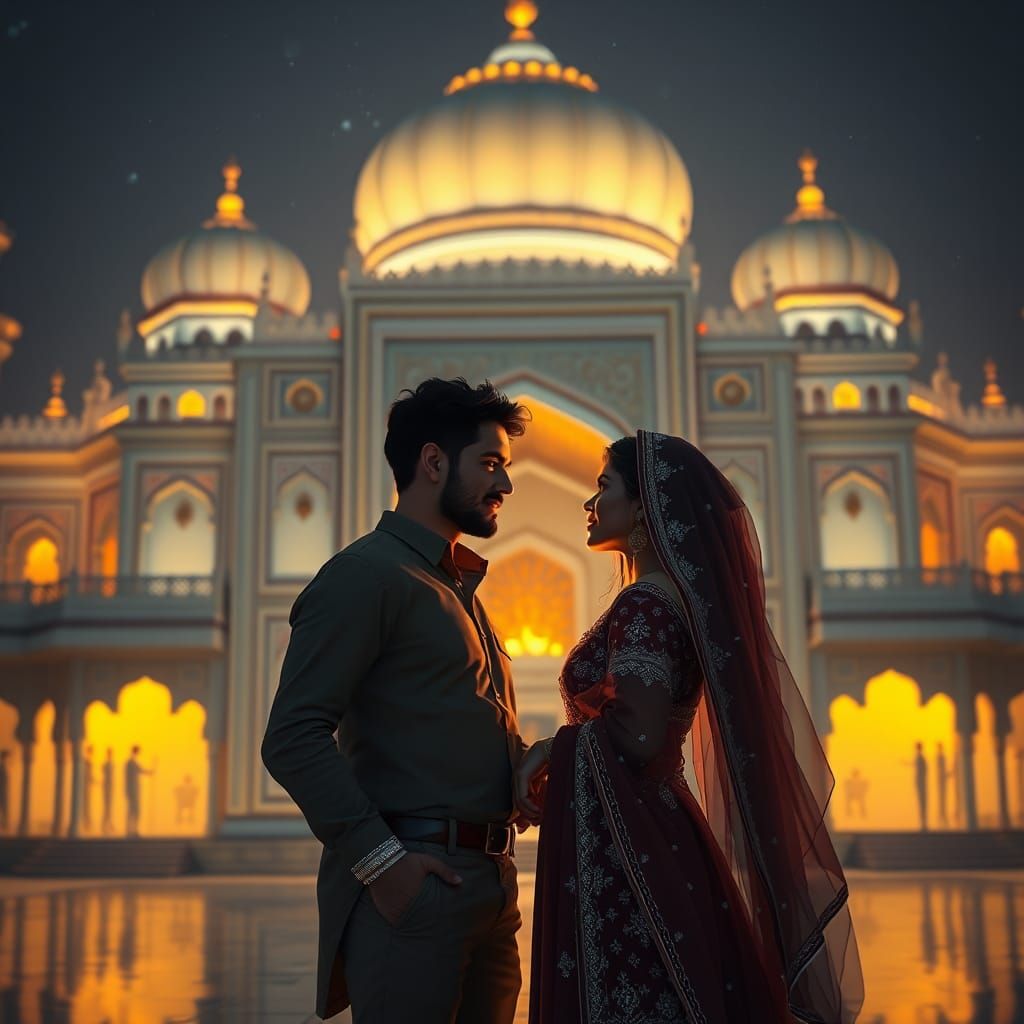 Loving Couple at the Taj Mahal: Fantasy Concept Art