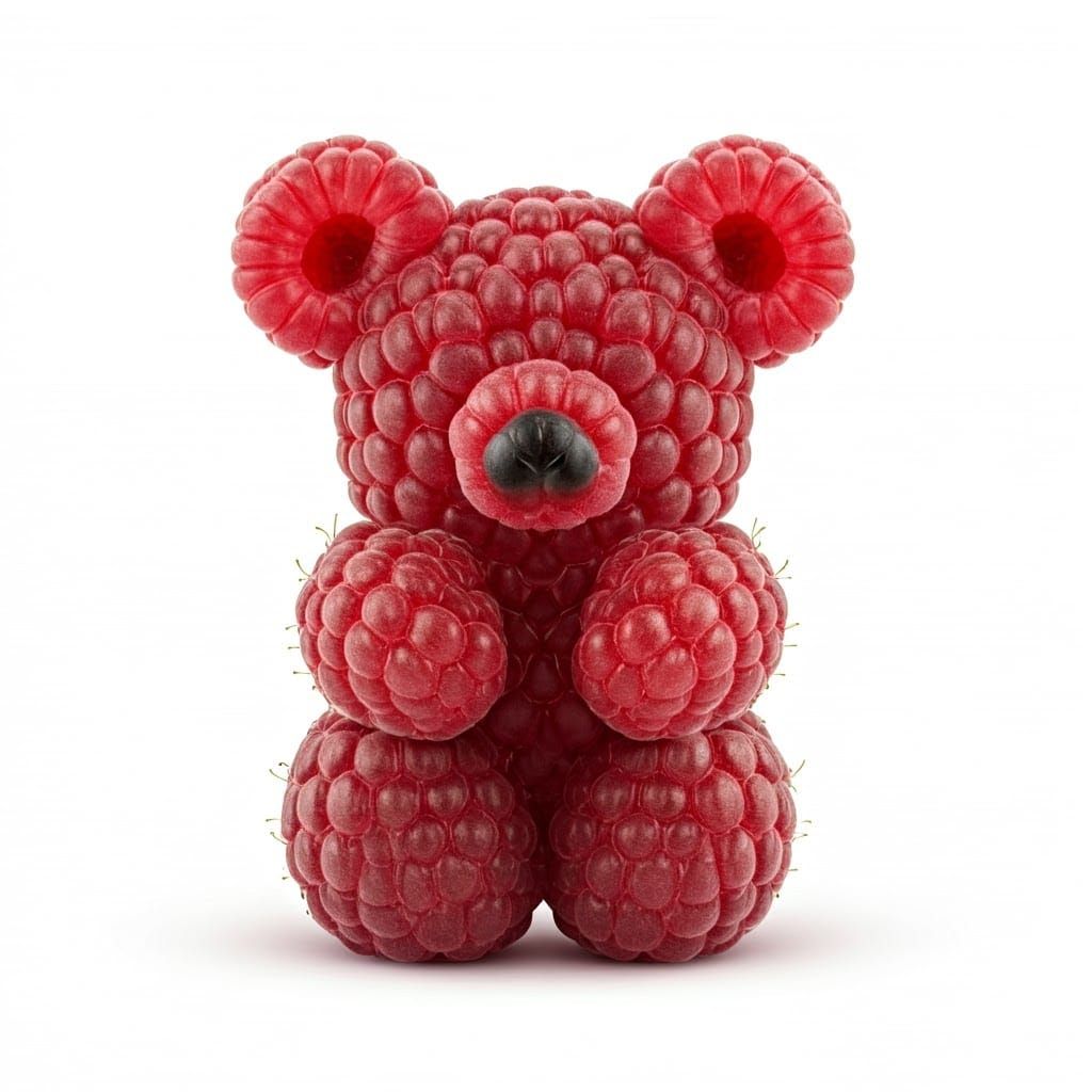 Raspberry Shaped Like a Bear: AI-Generated Image
