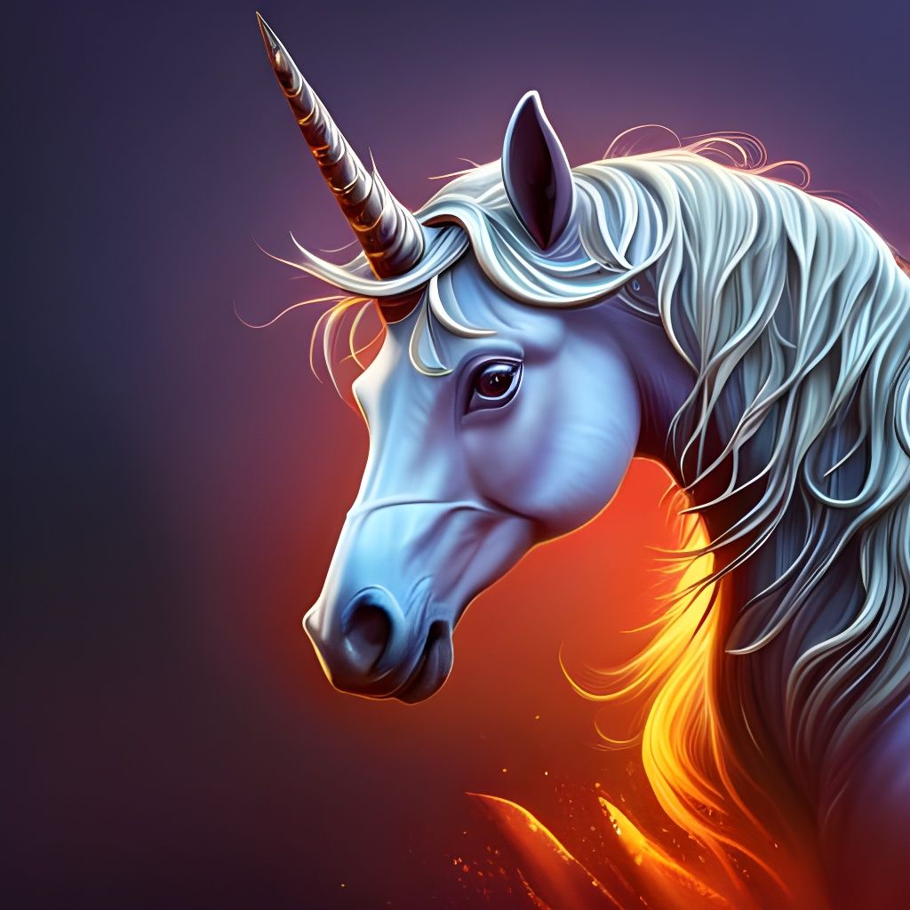 Detailed Unicorn Portrait in Sci-Fi Style