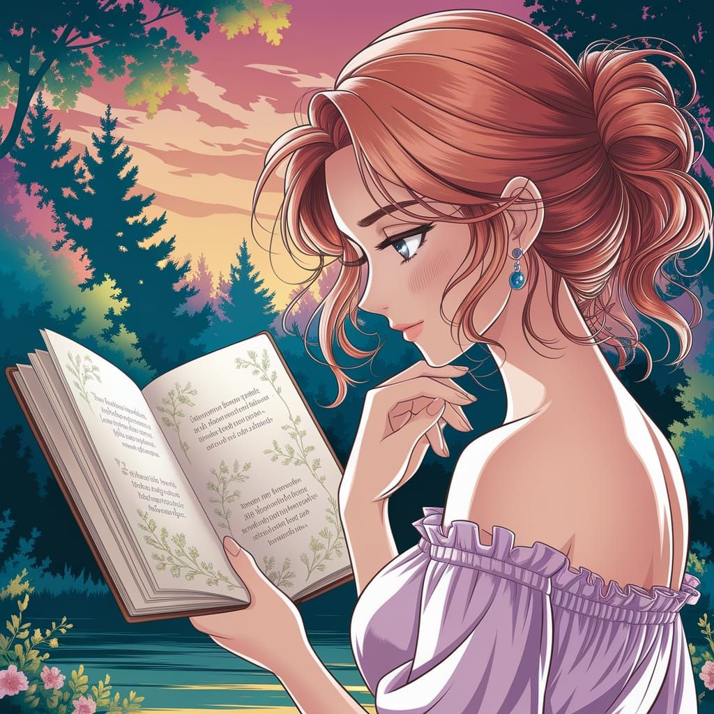 Elegant Woman in Lush Forest, Surrounded by Nature's Beauty