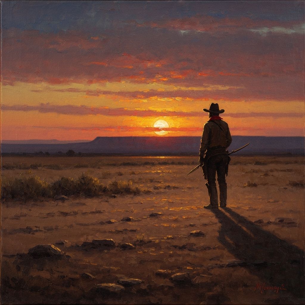 Cowboy Sunset Oil Painting of the American West