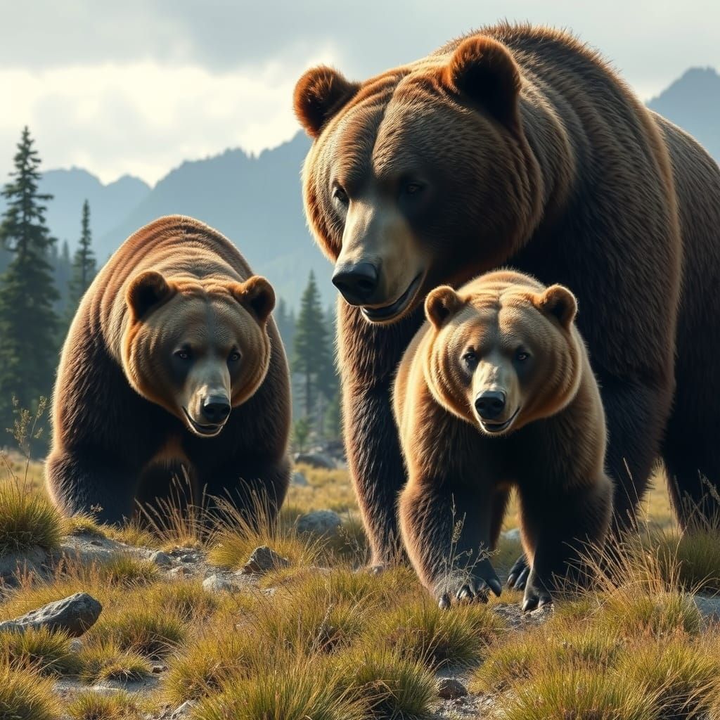 Prehistoric Bears Unite: Grizzlies and Giant Short-Faced Bea...