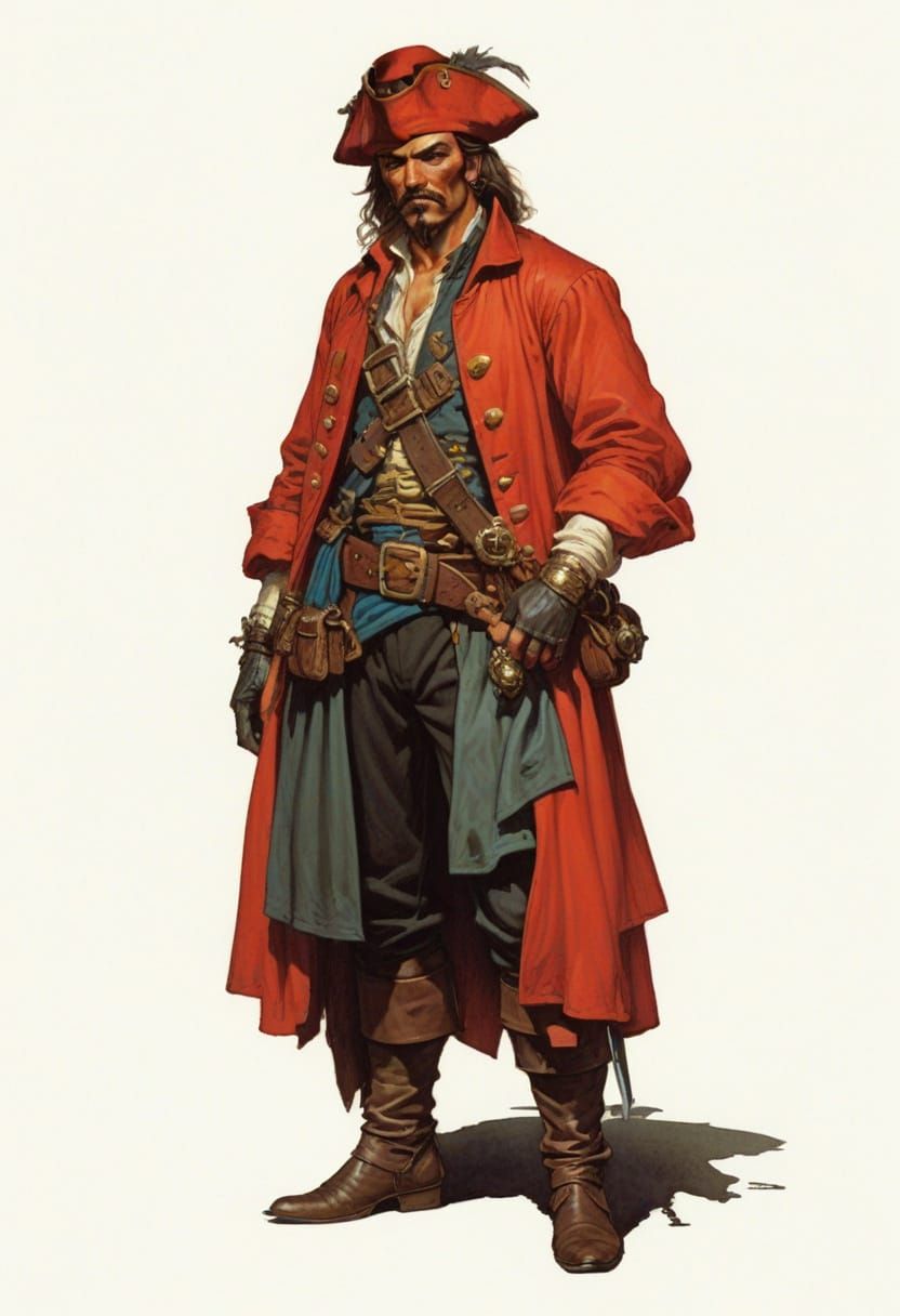 18th Century Pirate Illustration in Heroic Fantasy Style