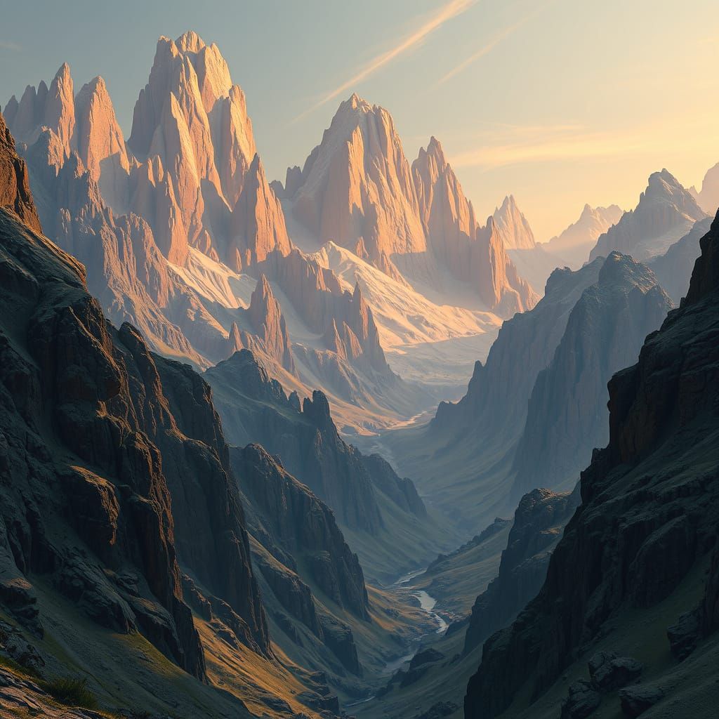Surreal Mountain Ranges in Earthy Tones