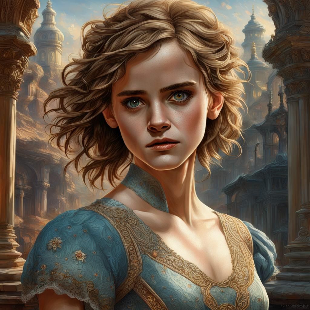 Detailed Portrait of Emma Watson in Hyperrealistic Style