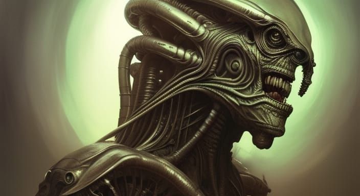 Alien Portrait in Cyberpunk Style