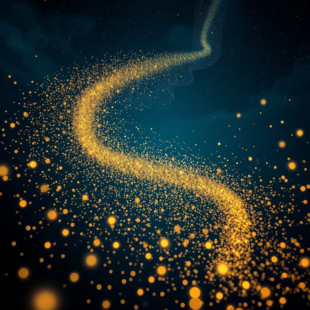 Cosmic Waltz of Fireflies in Ethereal Indigo Night Sky