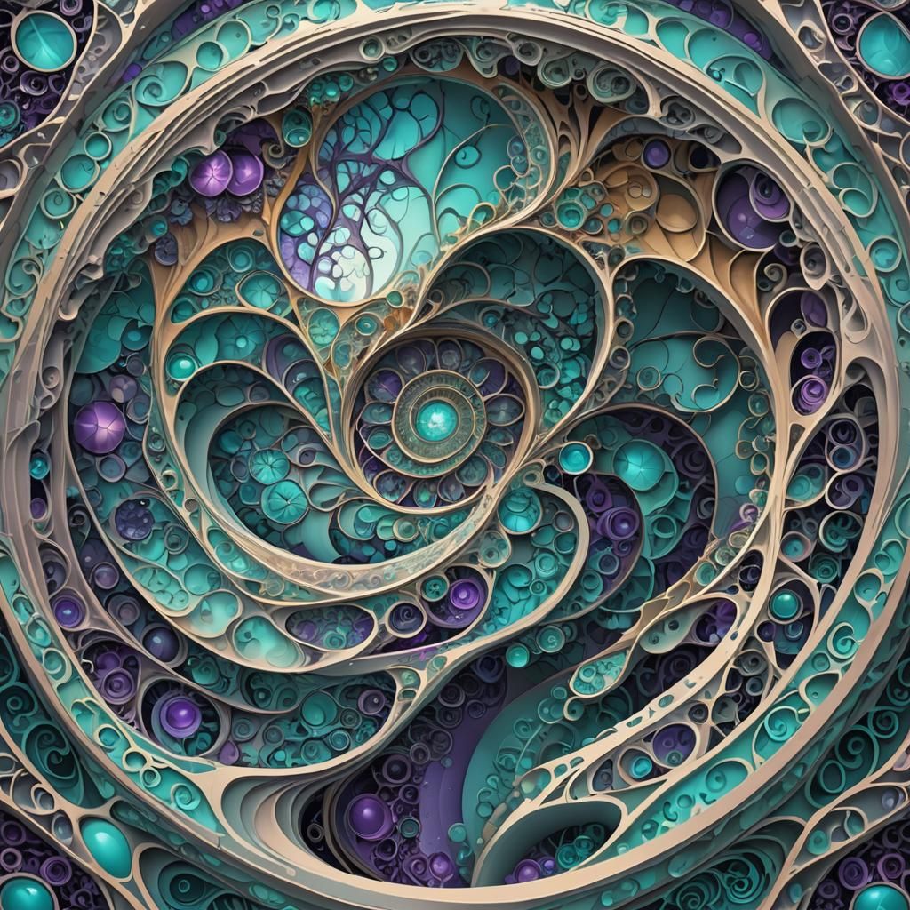Mystical Well with Abstract Vector Fractal Design