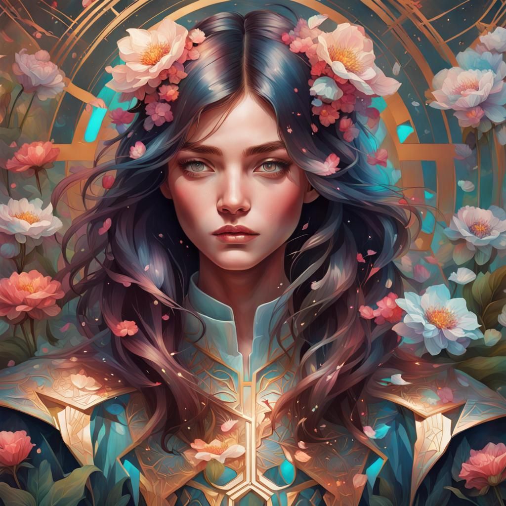 Stunning Floral Portrait with Geometric Holograms