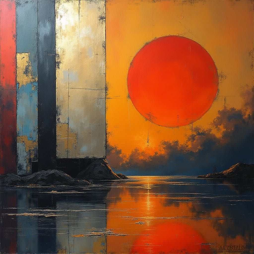 Surreal, Abstract Logo in Dark, Metallic Colors with Superhy...