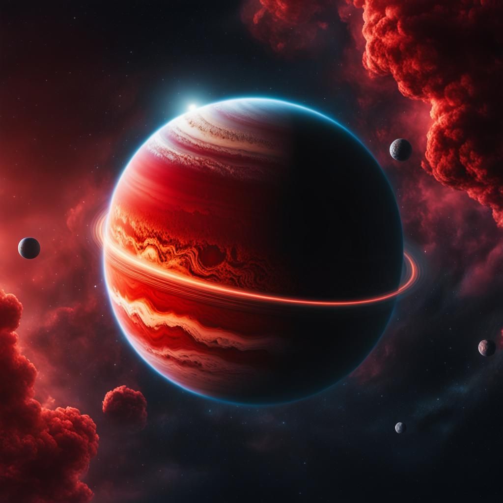 Dramatic Gas Giant Planet with Rings in Orbit