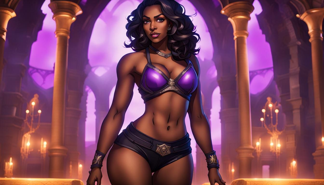 Fantasy Girl with Glowing Bra in Castle