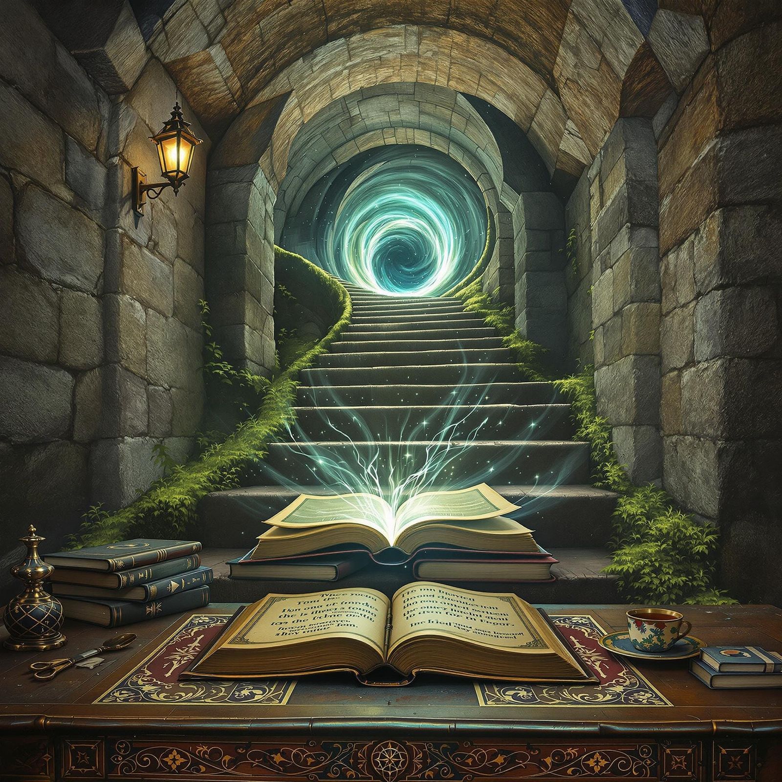 A mural painted on stone steps