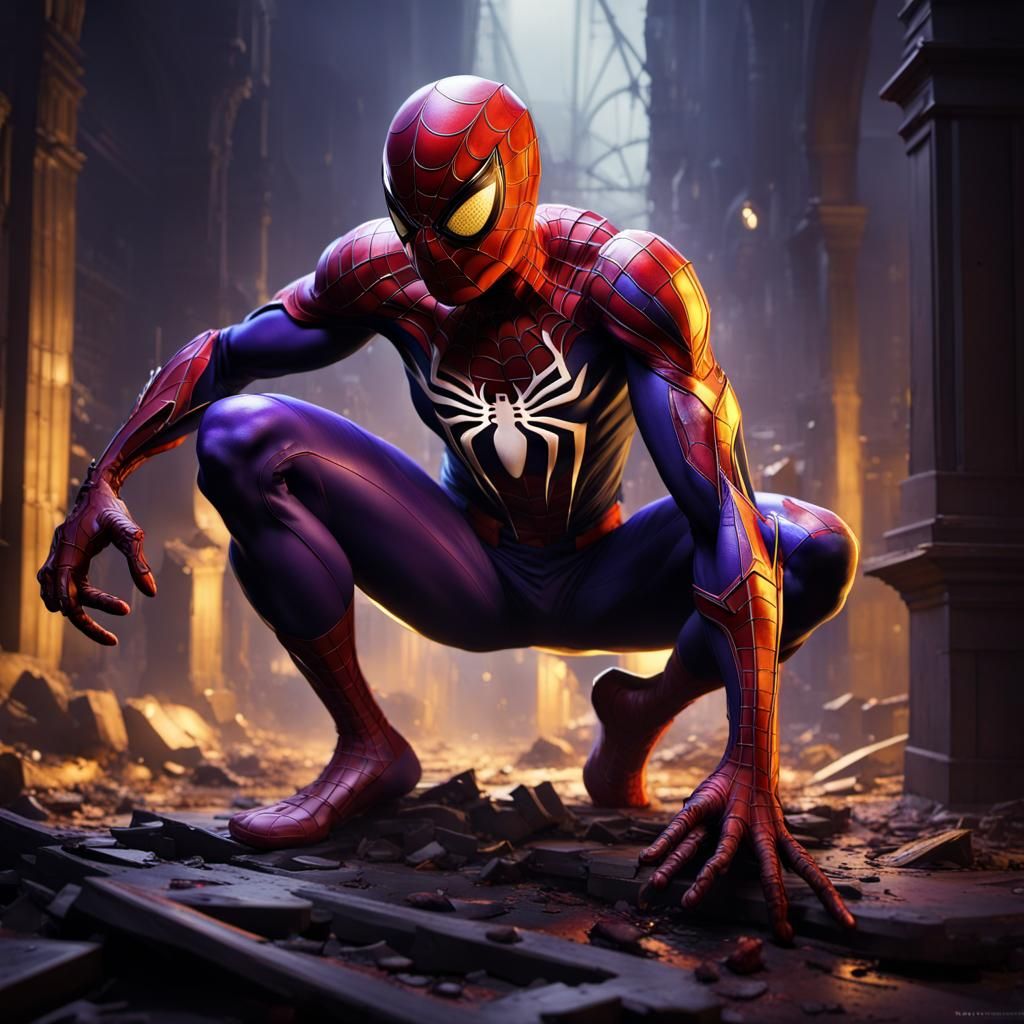 Killer Spiderman in Dark Fantasy Style